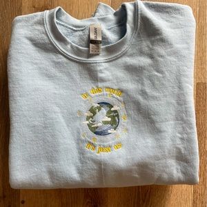 light blue sweatshirt - harry styles lyrics from As It Was